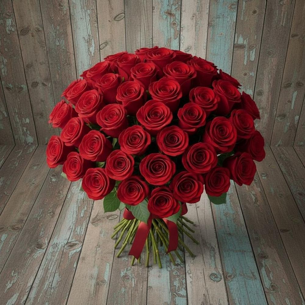 Букет 55 Красных роз Фридом в Малино