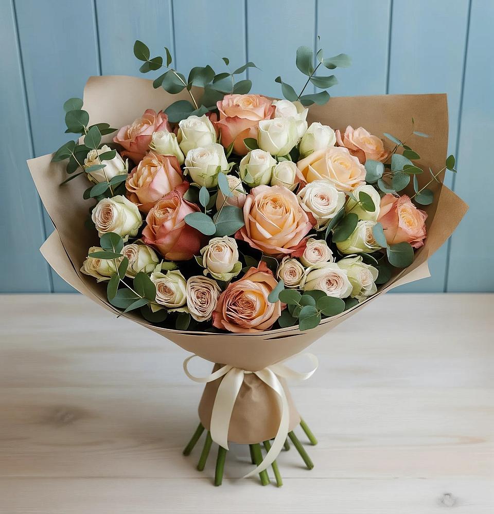 Букет цветов из: Альстромерии и Розы в Малино