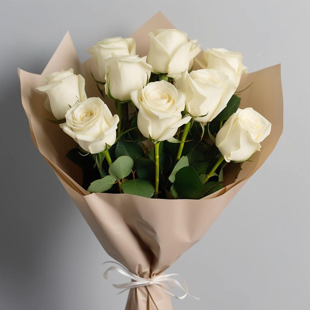 Букет 9 Белых роз Эдлесс Лав в Малино