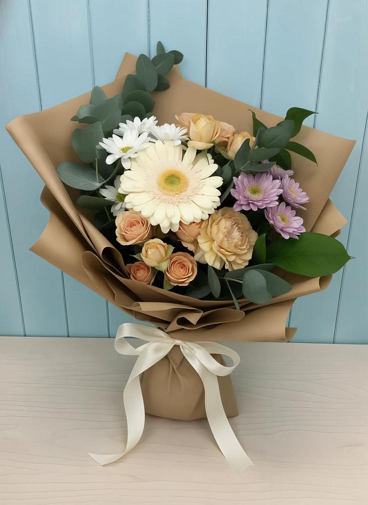 Букет цветов из: Герберы и Хризантемы в Малино