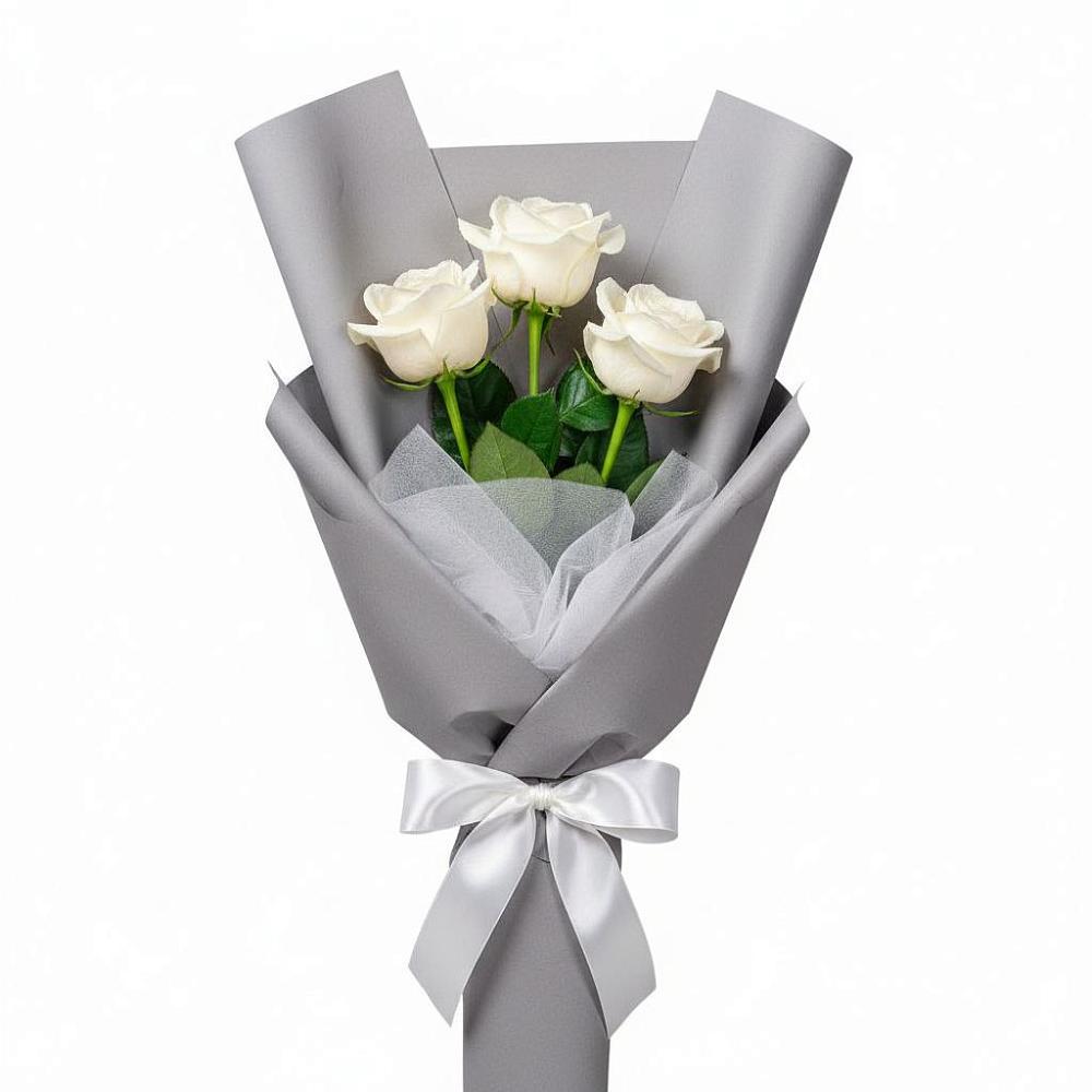 Букет 3 белые розы в Малино