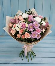 Букет цветов из:  Хризантемы, Розы и Альстромерии #REPLACE_PRED# Малино