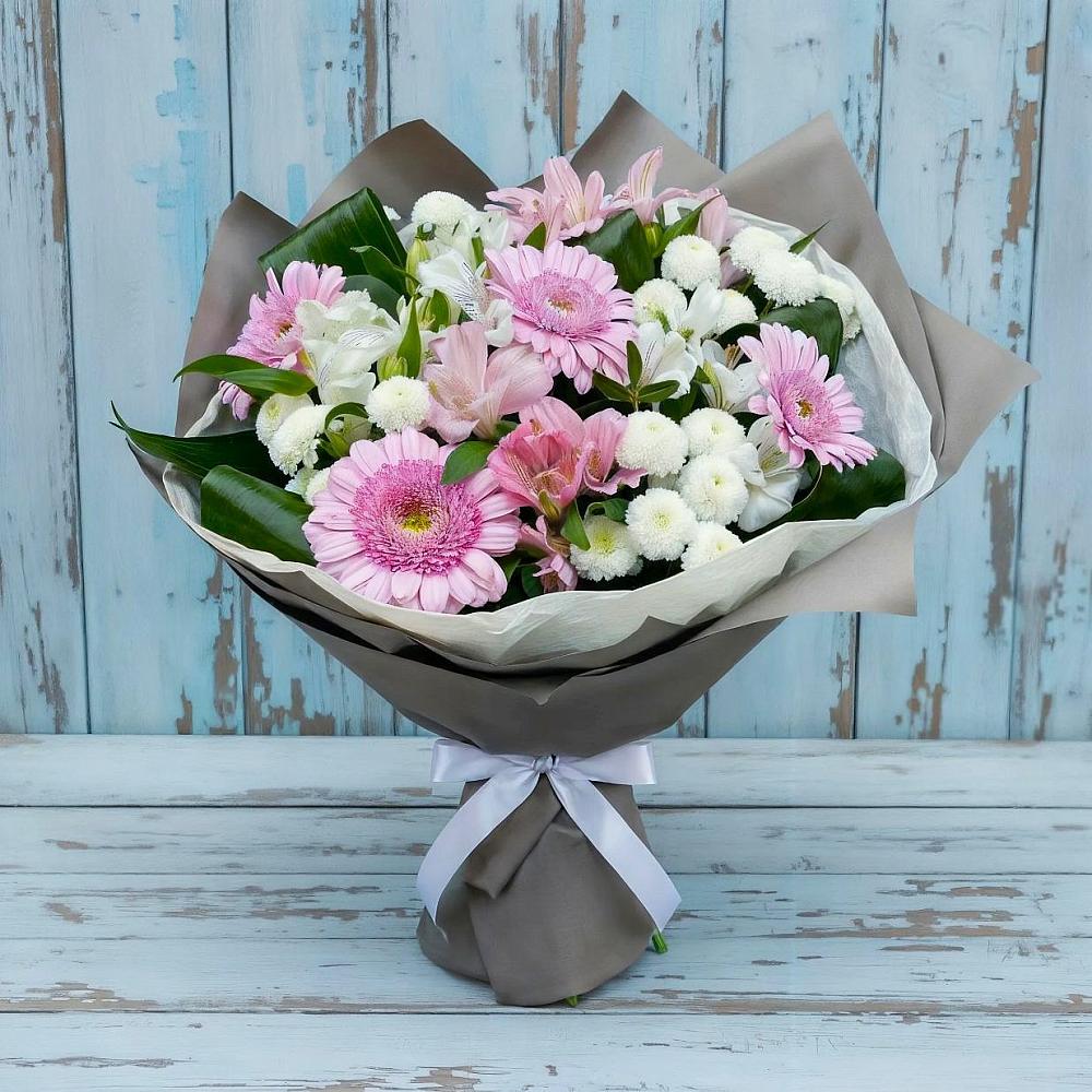 Букет цветов из: Герберы, Альстромерии и Хризантемы в Малино