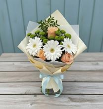Букет цветов из:  Герберы, Розы и Хризантемы #REPLACE_PRED# Малино