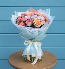 Букет цветов из:  Хризантемы и Розы в Малино