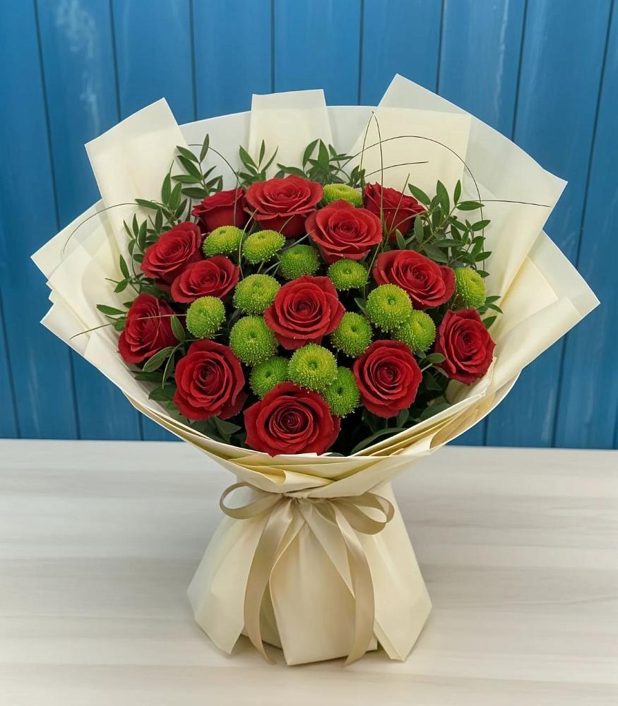 Букет цветов из: Розы и Хризантемы в Малино